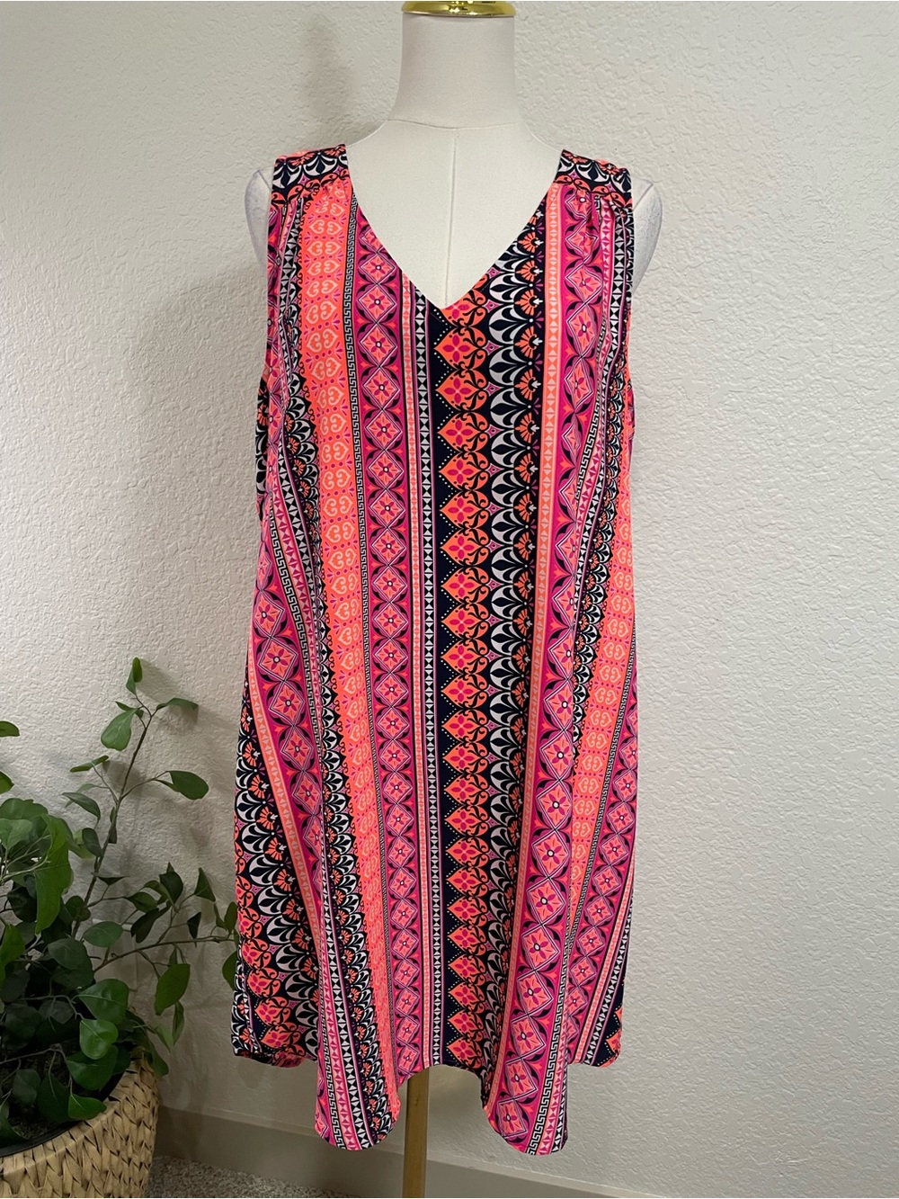 Uncle Frank Bright Boho Swing Dress | Size Large | 
 Midi Dress